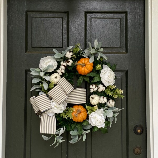 28 in. White Accent Autumn Wreath main image 1