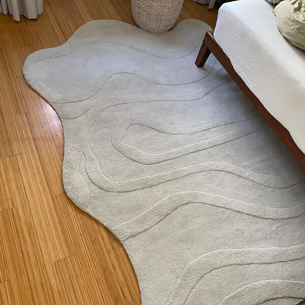 Cloud Nine Hand Tufted Wool Rug White Color Irregular Shape With ...