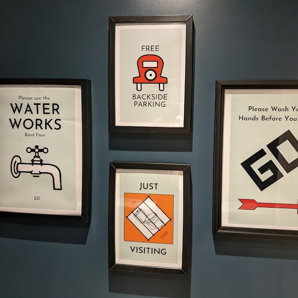 Collection of Monopoly Inspired Bathroom Prints A4 - Etsy UK
