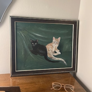 Original Cat Art Oil Painting Black Cat Oil on Canvas Board, Hand ...