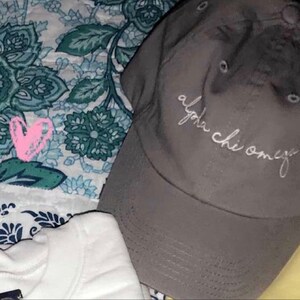 Alpha Chi Omega Handwriting Script Sorority Baseball Cap Custom Color ...