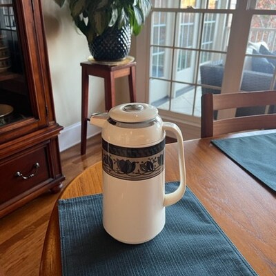 Pier One Tea Set With Teapot and 3 Tea Cups Blue Paisley Ceramic - Etsy