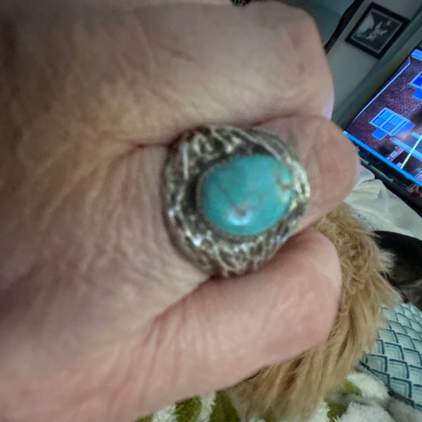 Davina Benally Navajo Handmade Turquoise Ring Size 7.5 main image 1