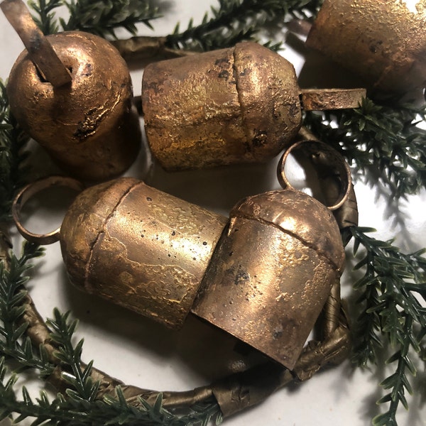 ANGEL Bells-5 Handmade RUSTIC Gold- 1 3/4 Inch-sheet Metal Bells-great ...
