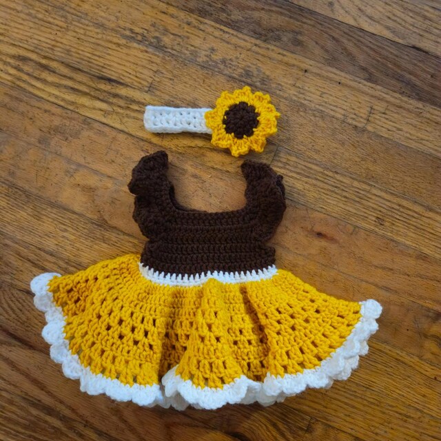Crochet Sunflower Baby Dress Pattern: Newborn Outfit (PDF Pattern) - Etsy