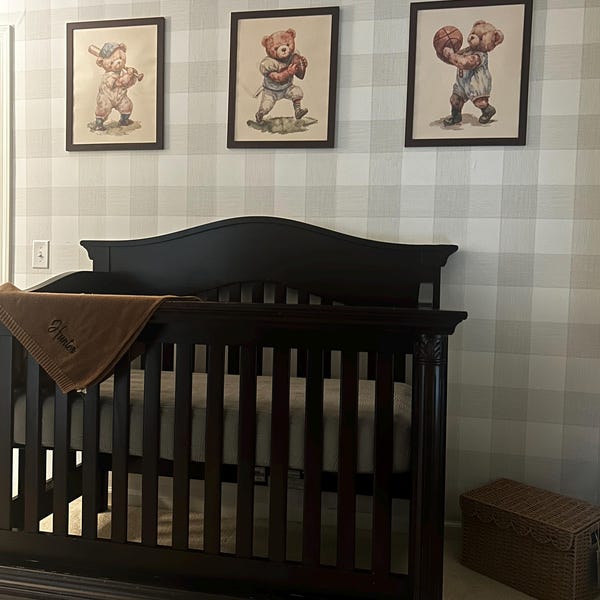 Vintage Teddy Bear Sports Wall Art Set of 6, Nursery Printable, Baby ...