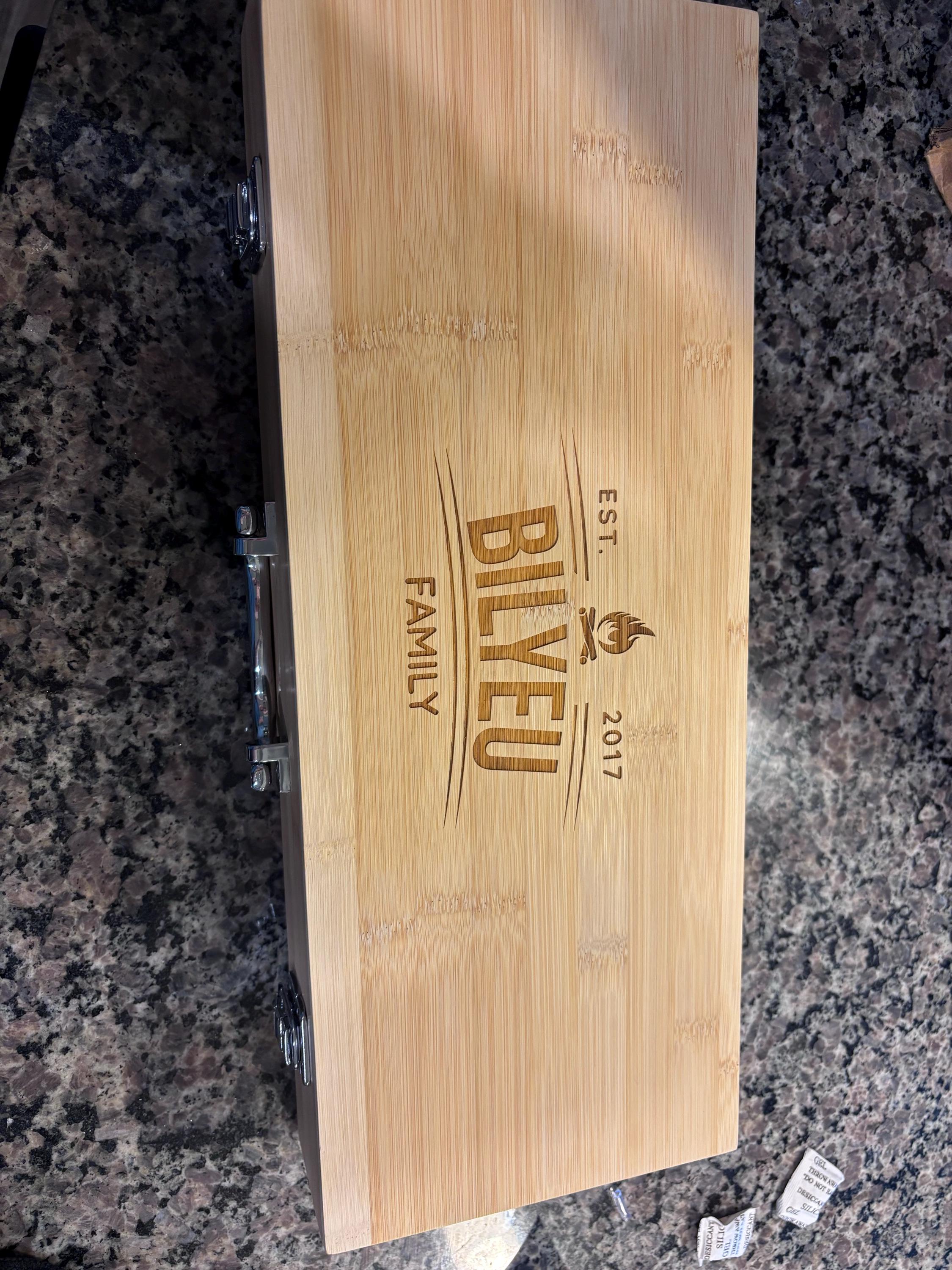 Personalized Complete BBQ Grill Tool Kit Set With Wood Case - Custom Engraving