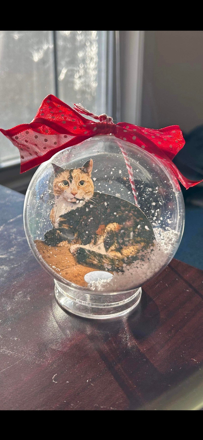 Custom Photo Christmas Ball Ornament, Big Transparent Bauble with Decorative Snow, Personalized Holiday Decor & Family Keepsake, Xmas Gift
