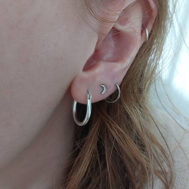925 Sterling Silver Chunky Hinged HOOP Earrings Snap Closure