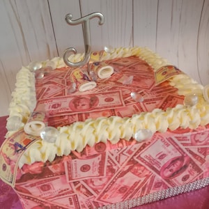 Pink Money Las Vegas Birthday Edible 2D Fondant Birthday Cake/cupcake  Topper D24668 