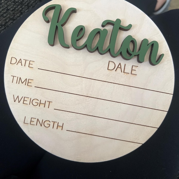 Newborn Baby Stats Sign, Wooden Birth Sign, Hospital Footprint Sign for ...