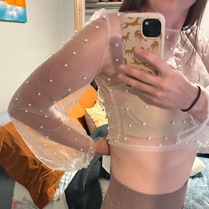 Haut Topshop Dos Ouvert Avec Perles - Taille 10, Couleur Blush - Porté Une Fois - Très Bon état
