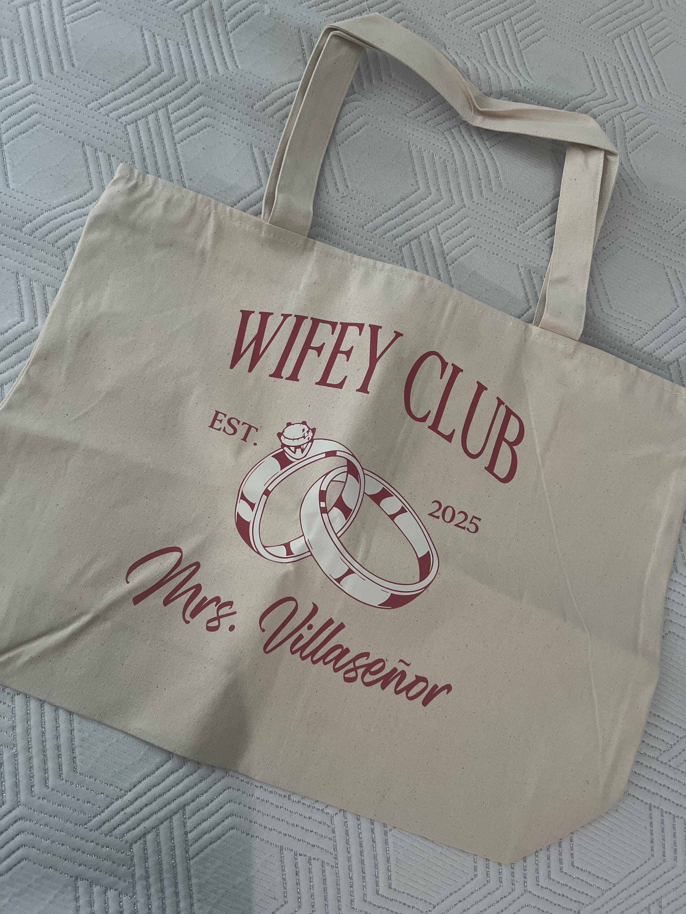 Custom Wifey Club Tote Bag, Mrs Tote Bag, Wifey Gift, Honeymoon Tote Bag, Just Married Gift, Newlywed Gift, New Wife Gift, Wedding Gift