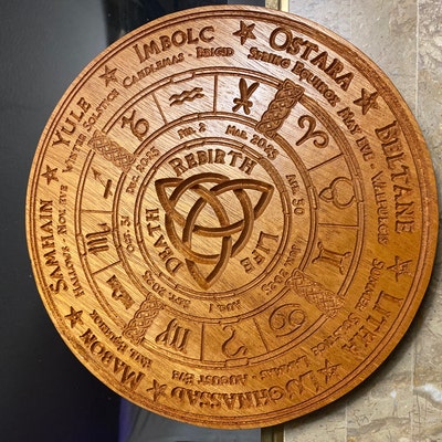 Wiccan / Pagan Wheel of the Year Calendar Mahogany Wood - Etsy