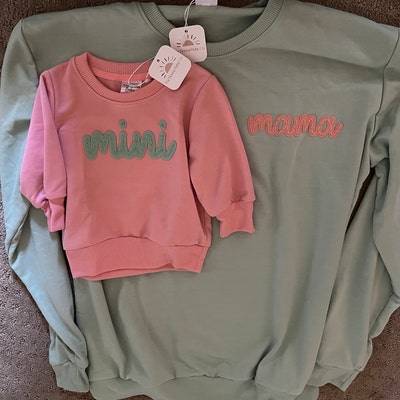 MATCHING MAMA & MINI Sweatshirts, Felt Embroidered Mama Sweater, Mother ...