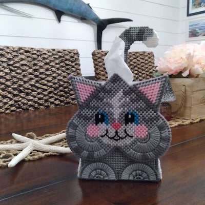 Cat Tissue Box Cover Plastic Canvas Pattern - Etsy