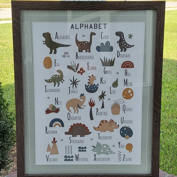 DINOSAUR WALL ART , Nursery Alphabet Print , Dinosaur Nursery ...