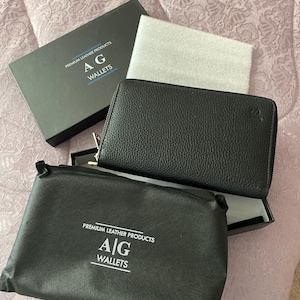 AG Wallets Women Double Zipper Peacock Blue RFID Wallet Cowhide