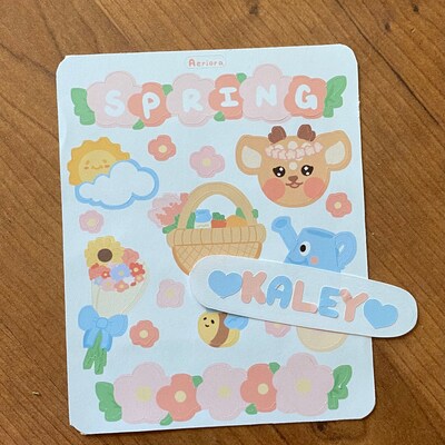 Spring Sticker Sheet Cute Sticker Sheet Kawaii Springtime Stickers - Etsy