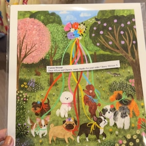 Whimsical Dogs Fine Art Print Cute Pattern Floral Children Nursery Home ...