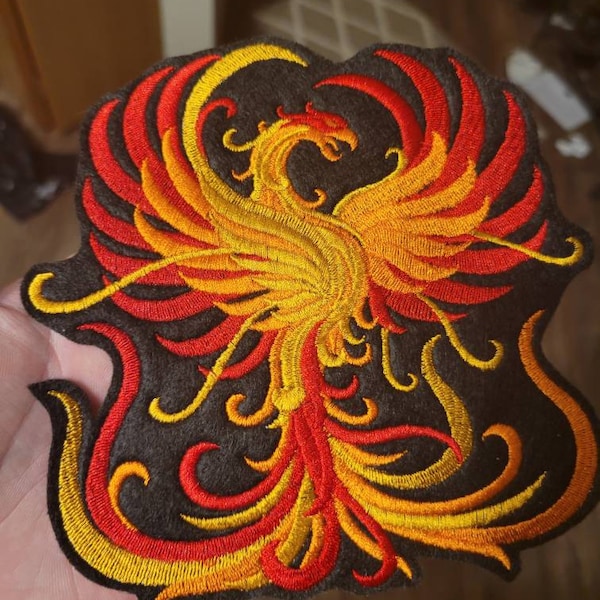 Phoenix Iron on Patch, Embroidered Applique, Mythical Creature, Cryptid ...