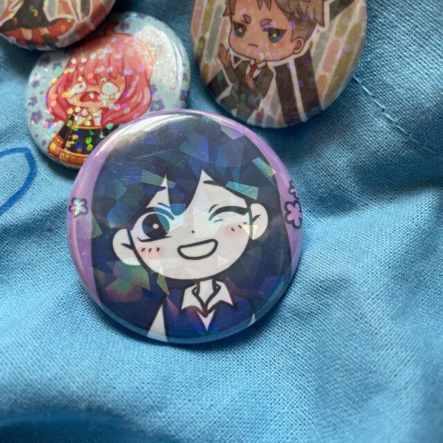 OMORI Holo Button Pins (1.5 Inch) - Sunny Aubrey Kel Hero Mari