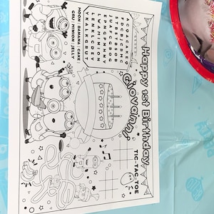 Minions Birthday Coloring Placemat Coloring for Kids Instant Download ...