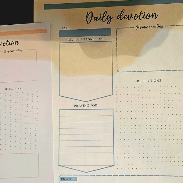 Daily Devotional Journal, Digital Bible Study Template, Christian ...
