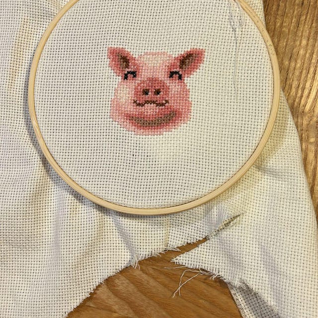Happy Pig Cross Stitch Pattern PDF - Pig + Smiling Pig Embroidery