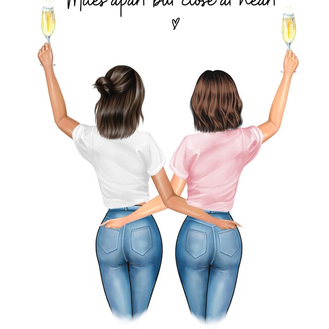 3 Best Friends Print Three Best Friends Gift 3 Friends Painting