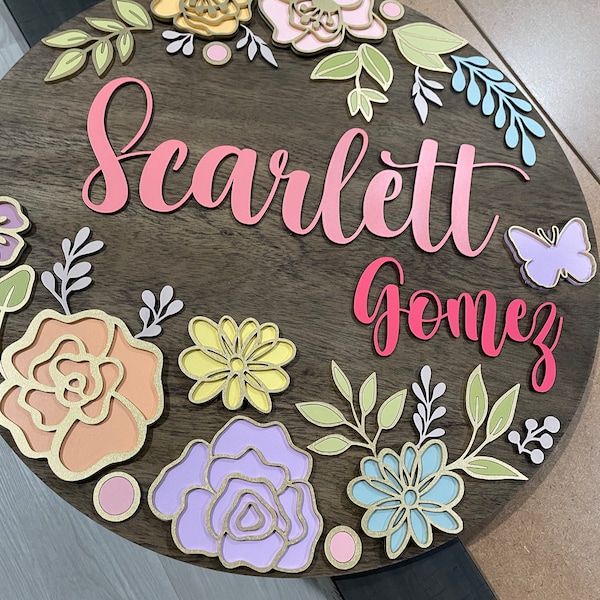 Custom Name Sign, Nursery Name Sign, Boho Nursery Sign, Floral Nursery ...