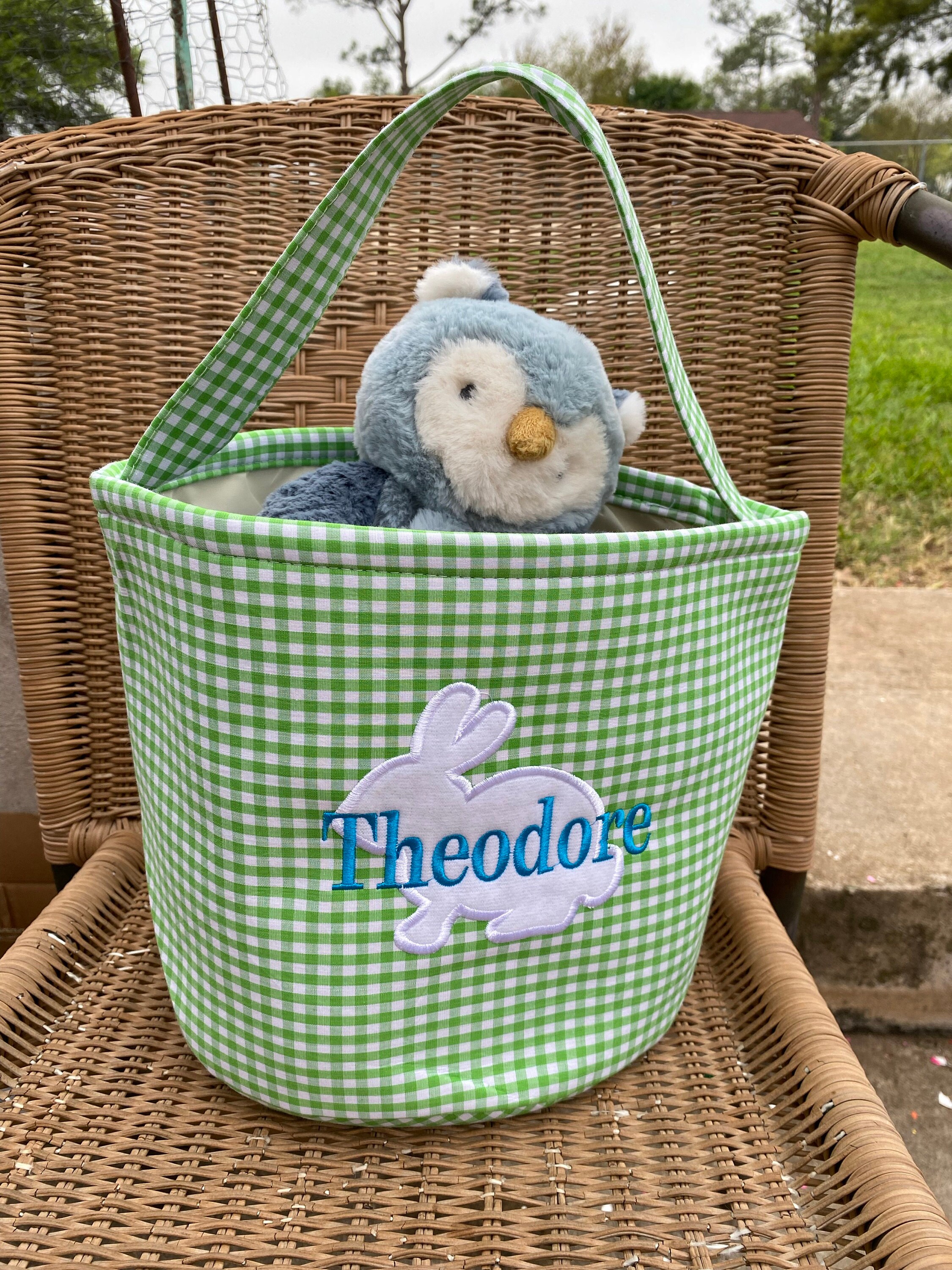 Easter basket, Personalized Easter Basket, monogram easter basket, girls basket, boys basket, girls easter basket, embroidered, Check
