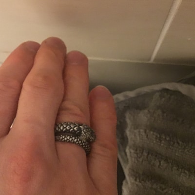 BySilverStone Snake Sterling Silver Men's Ring - Handmade Serpent Design, Oxidized Finish, No Gem
