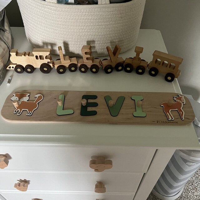 Tren de juguete personalizado para bebé, tren de madera rosa con nombre, regalo único para niña, regalo de primer cumpleaños, bautizo, juguete Montessori para niñas pequeñas. - México