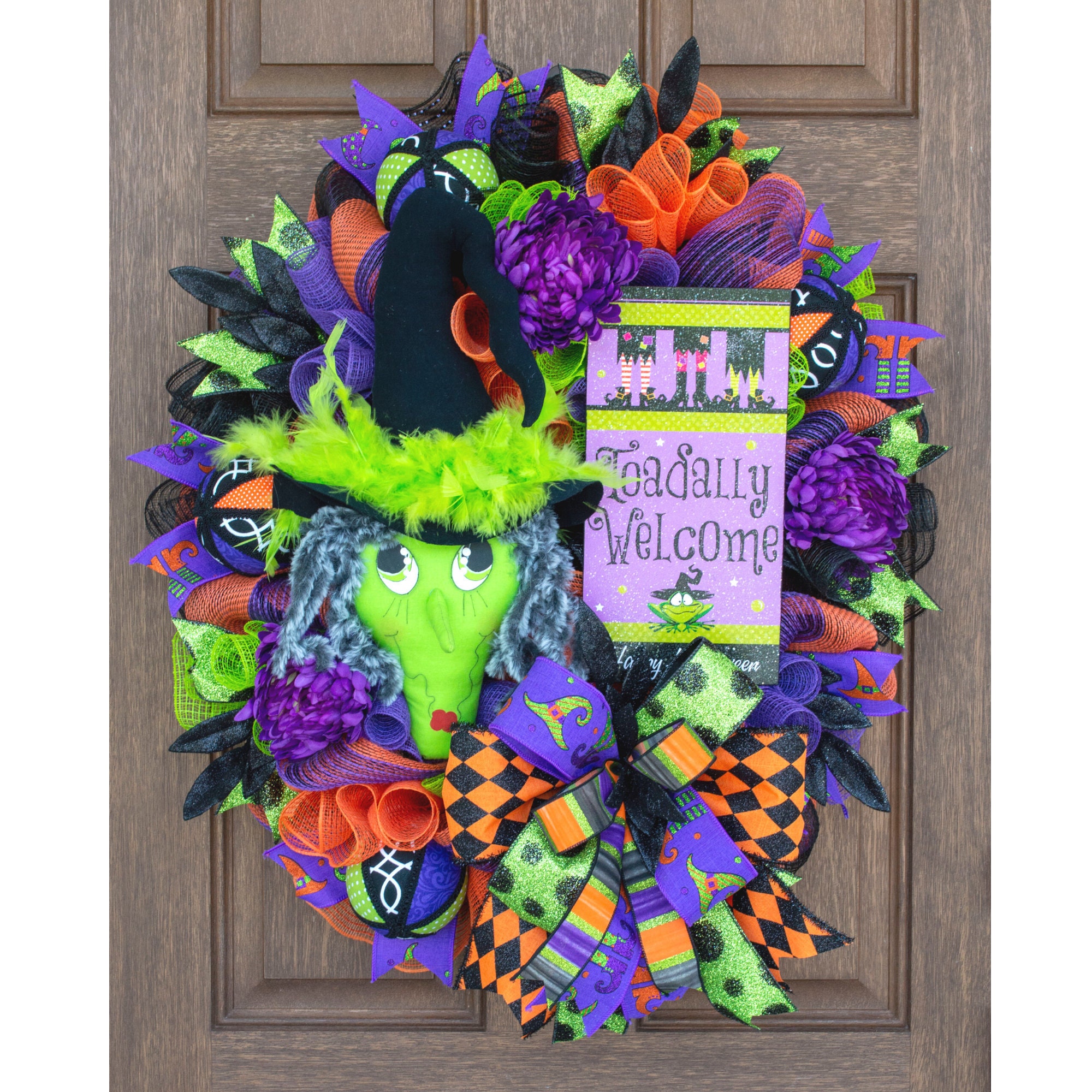 Witch Wreath Attachment, Whimsical Halloween Decor, Witch Decor, Witch
