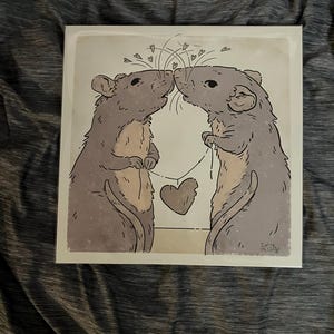 Kissing Rats Art Print 8”x8” - Etsy