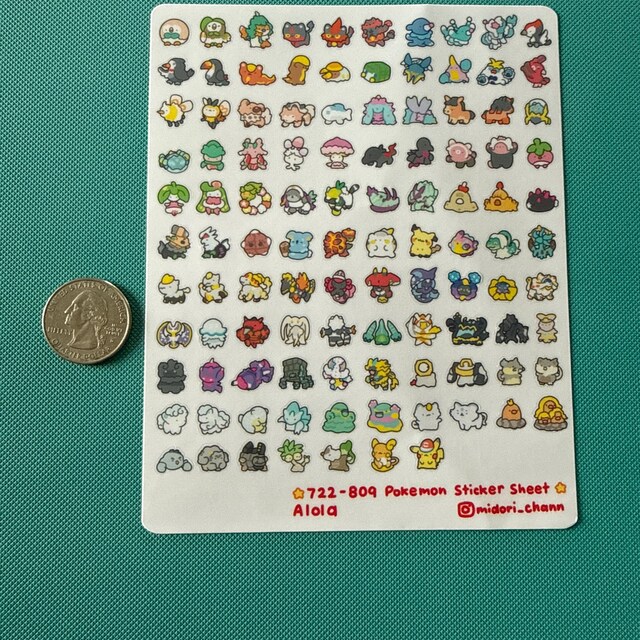 Poké Gen 7 722-809 Vinyl Sticker Sheet | 107 Mini Stickers