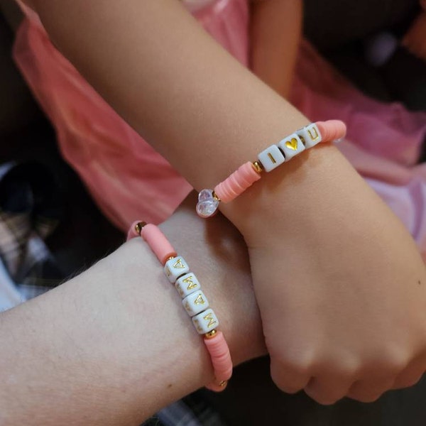 Mom and Me Bracelet Set Valentines Day I Love You Bracelet Mom and Mini ...