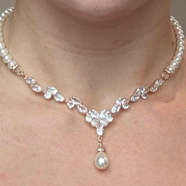 Bridal Jewelry Sets 1 set Imitation Pearl Earrings Necklace Women's main image 0