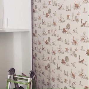 Dino Wallpaper Pink Green - Etsy Dino Wallpaper Pink Green - Etsy