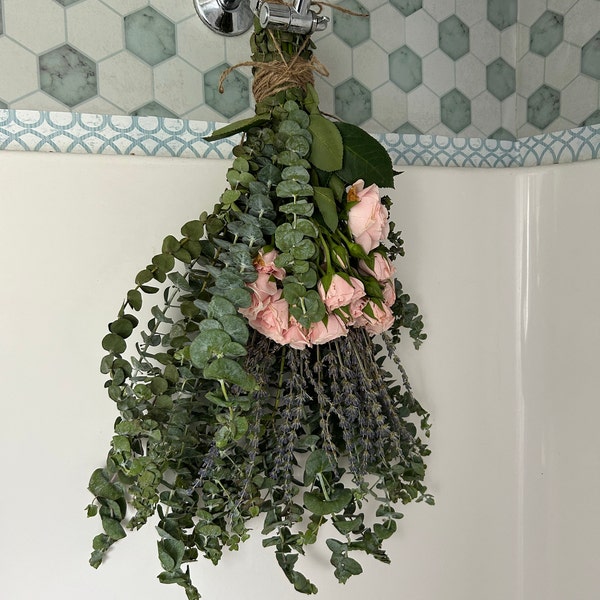 Eucalyptus + Lavender + Roses Shower Bunch| Eucalyptus Bouquet ...