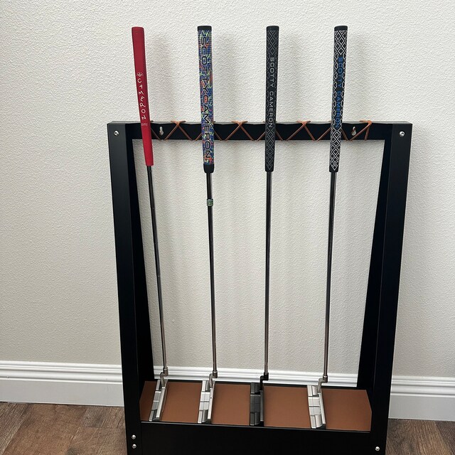 Custom Black Steel Golf Club Display Rack With Wall Mount and