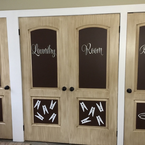 Clothespins Set of 14 Laundry Room Wall Decals Sticky Laundry Room ...