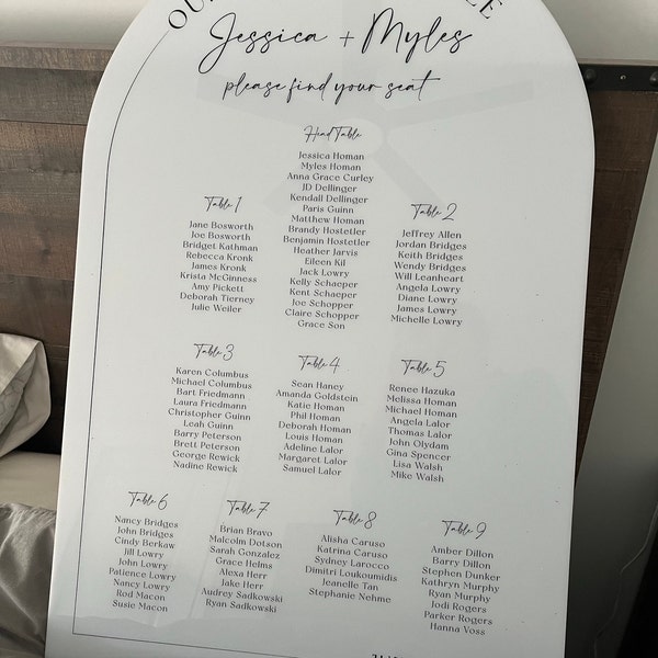 Seating Chart Numbers White Seating Chart Wedding, Minimalist Wedding Seating Chart, Table ...