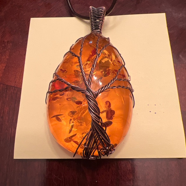 Colgante árbol De La Vida Con ámbar Báltico, Plata 925g - Azabache