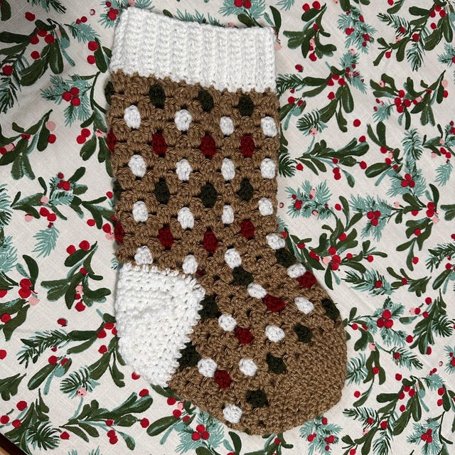 A customer's finished Granny All the Way Stocking Collection Crochet Pattern