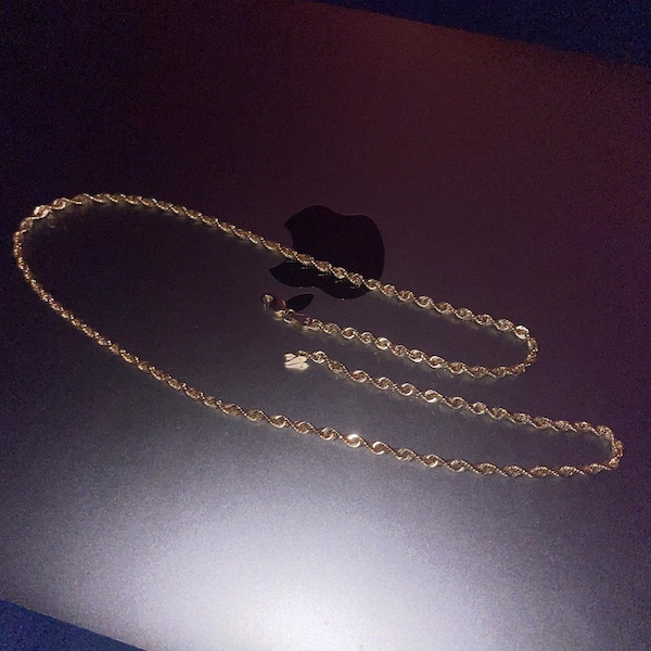 Solid 14K Gold Rope Chain, 14K Solid Gold Rope Necklace, Genuine Gold ...