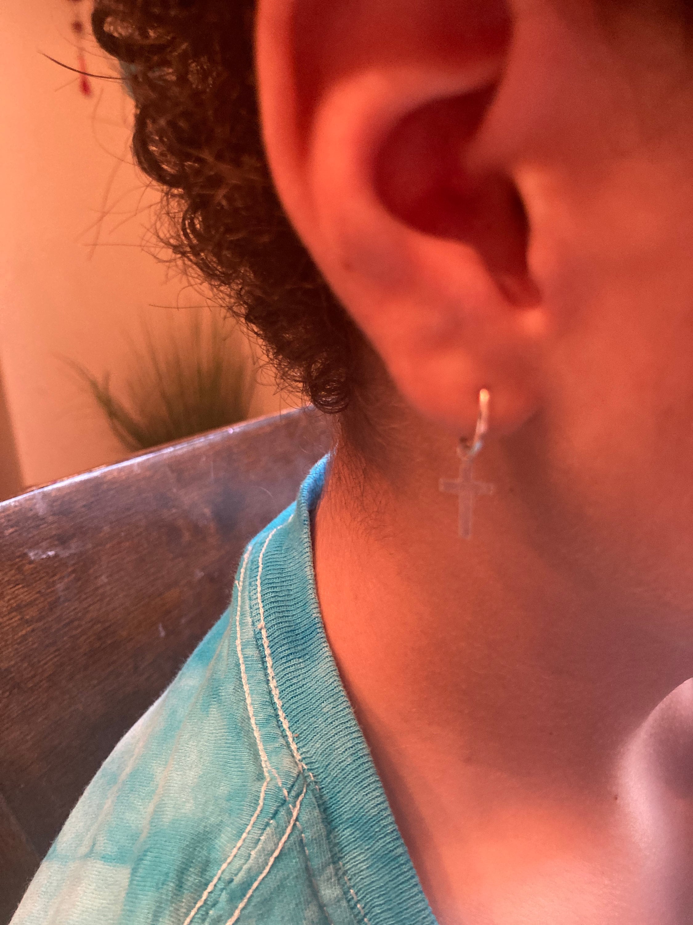 Silver Sterling Hoop Cross · Silver 925 Men Hoops with Cross · Men Earring · Gift for him · Silver Hoop Earrings · dangling earring