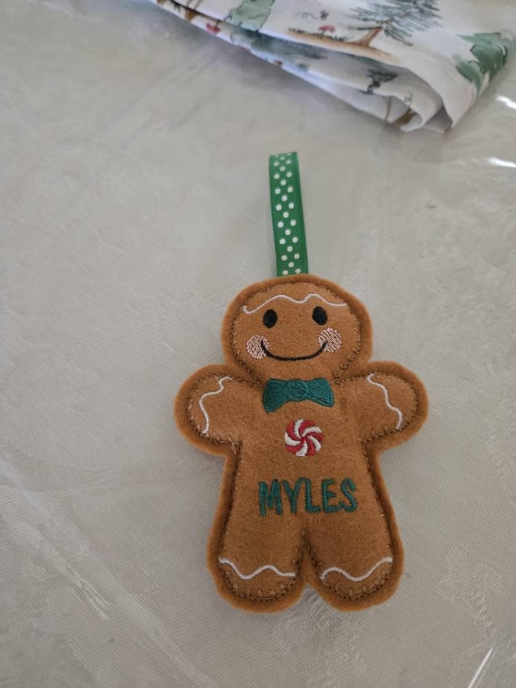 Personalised Felt Gingerbread Christmas Ornament: Tree Hanger