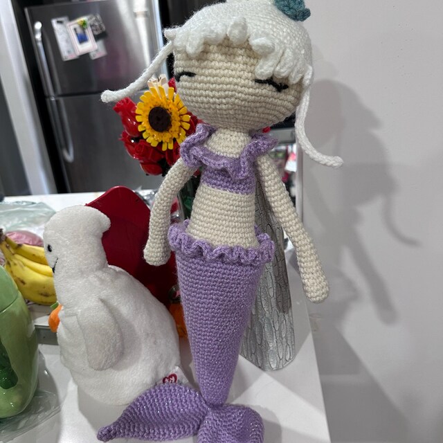 人魚デザインの編み物人形 3体セット 人魚のあみぐるみ人形の編み図 - Etsy 日本